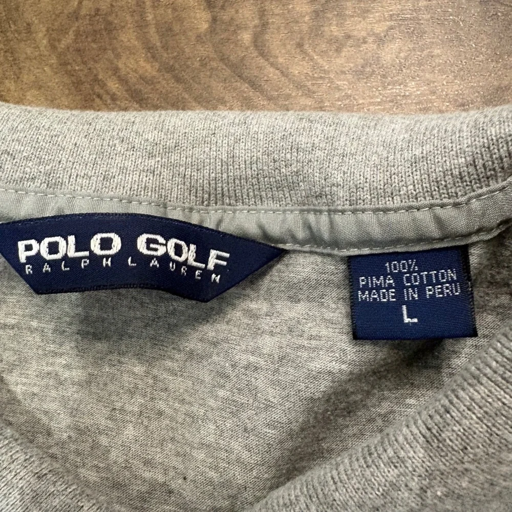 Vintage Polo Ralph Lauren Polo Mens Large Grey Polo Golf Pima Cotton 90s Shirt